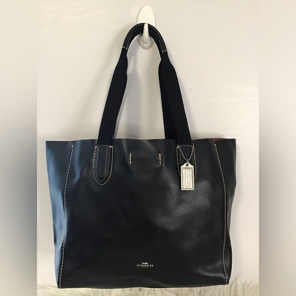 Coach 58660 Pebble Leather Derby Tote Bag In Black EUC - Picture 14 of 16